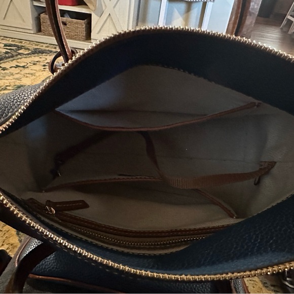 Dooney & Bourke Navy and Tan Satchel - Picture 4 of 5